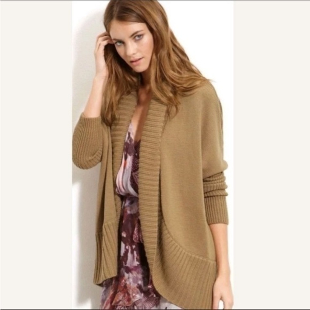 Haute Hippie Camel Brown 100% Wool Circle Cardigan Sweater
